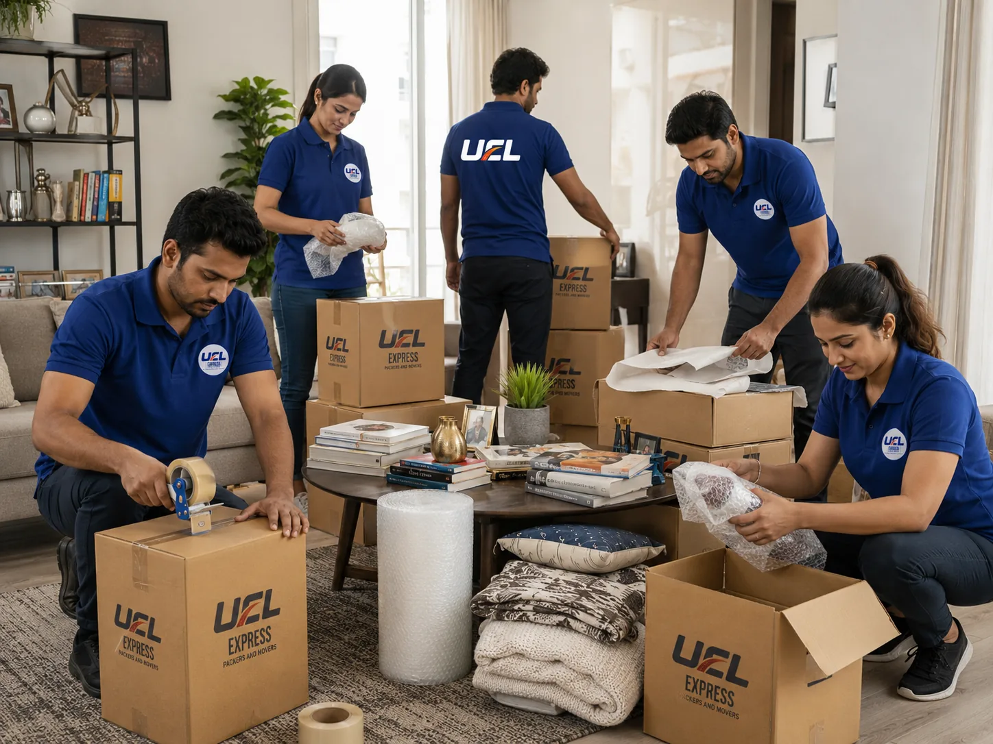 UCL Express team packing a home